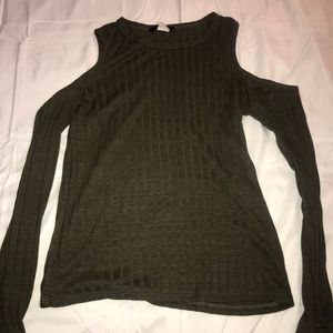 Olive Open Shoulder Long Sleeve